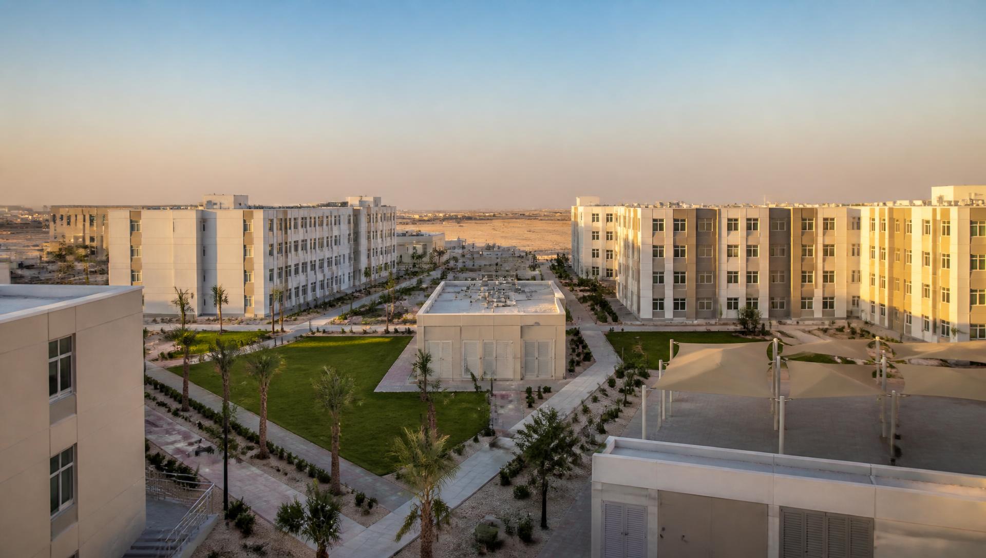 Managed workforce accommodation complex in Abu Dhabi at golden hour